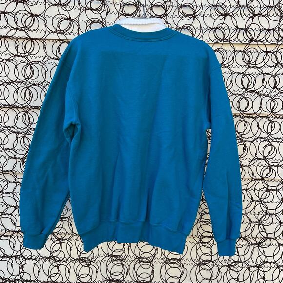 Vintage 90s Morning Sun Teal Dandelion Snowflakes in the Wind Sweatshirt MEDIUM - Picture 3 of 6